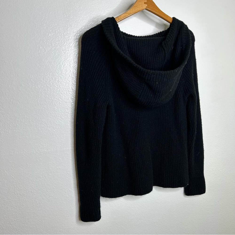 VINCE Cashmere Wool Ribbed Hooded Pullover Sweater Black S - Picture 9 of 12